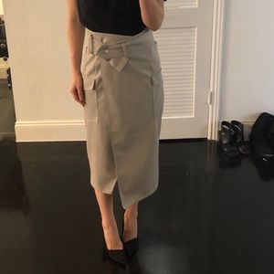 Faux leather wrap skirt
